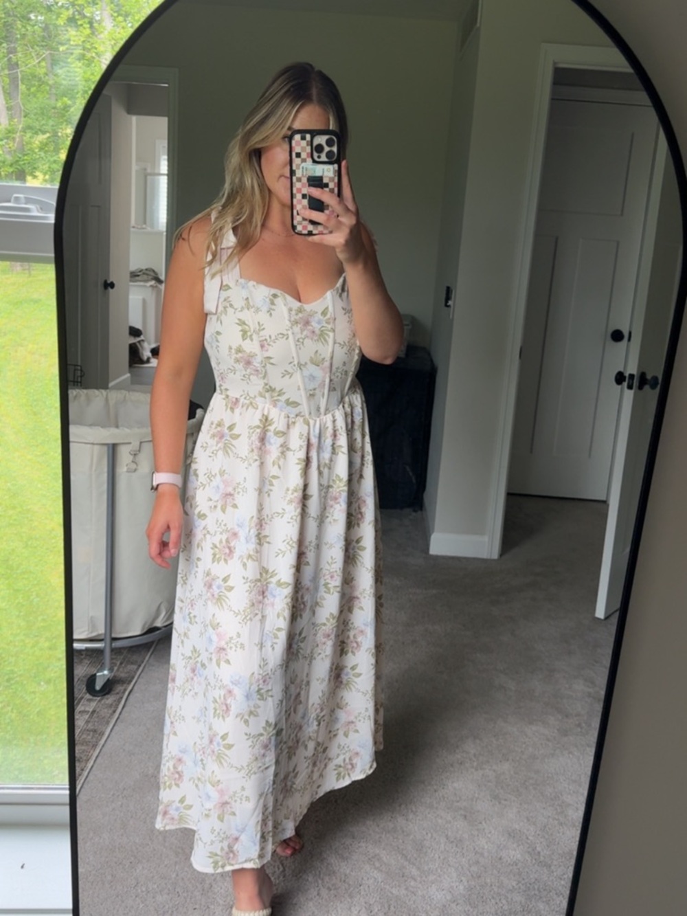 Pastel Cream Floral Corset Summer Dress - Picture 9 of 9